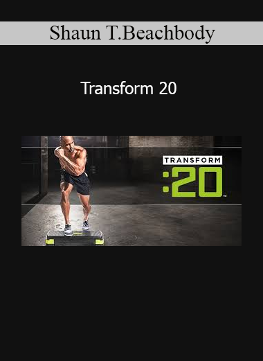 Shaun T leading a high-intensity step workout from Beachbody's Transform 20 program for total body transformation