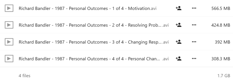 Richard Bandler - Personal Outcomes