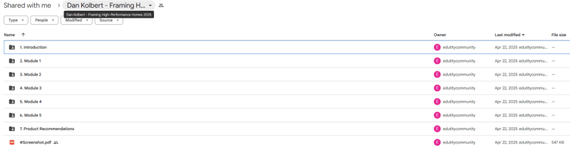 Dan Kolbert - Framing High-Performance Homes 2025
