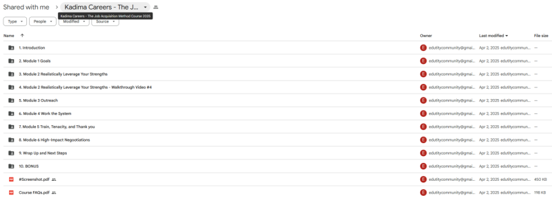 Kadima Careers - The Job Acquisition Method Course 2025