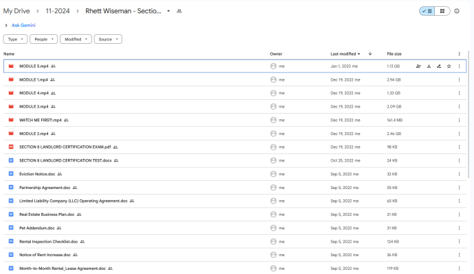 Rhett Wiseman - Section 8 Landlord Certification Course Documents